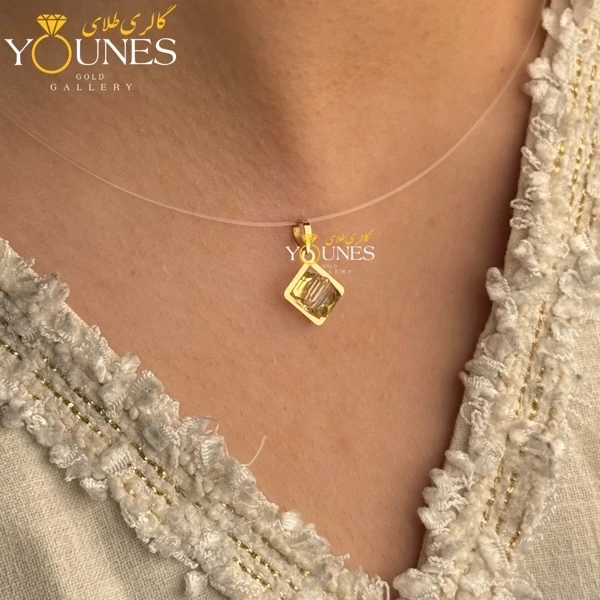 آویز طلا سواروسکی مربعی زرد